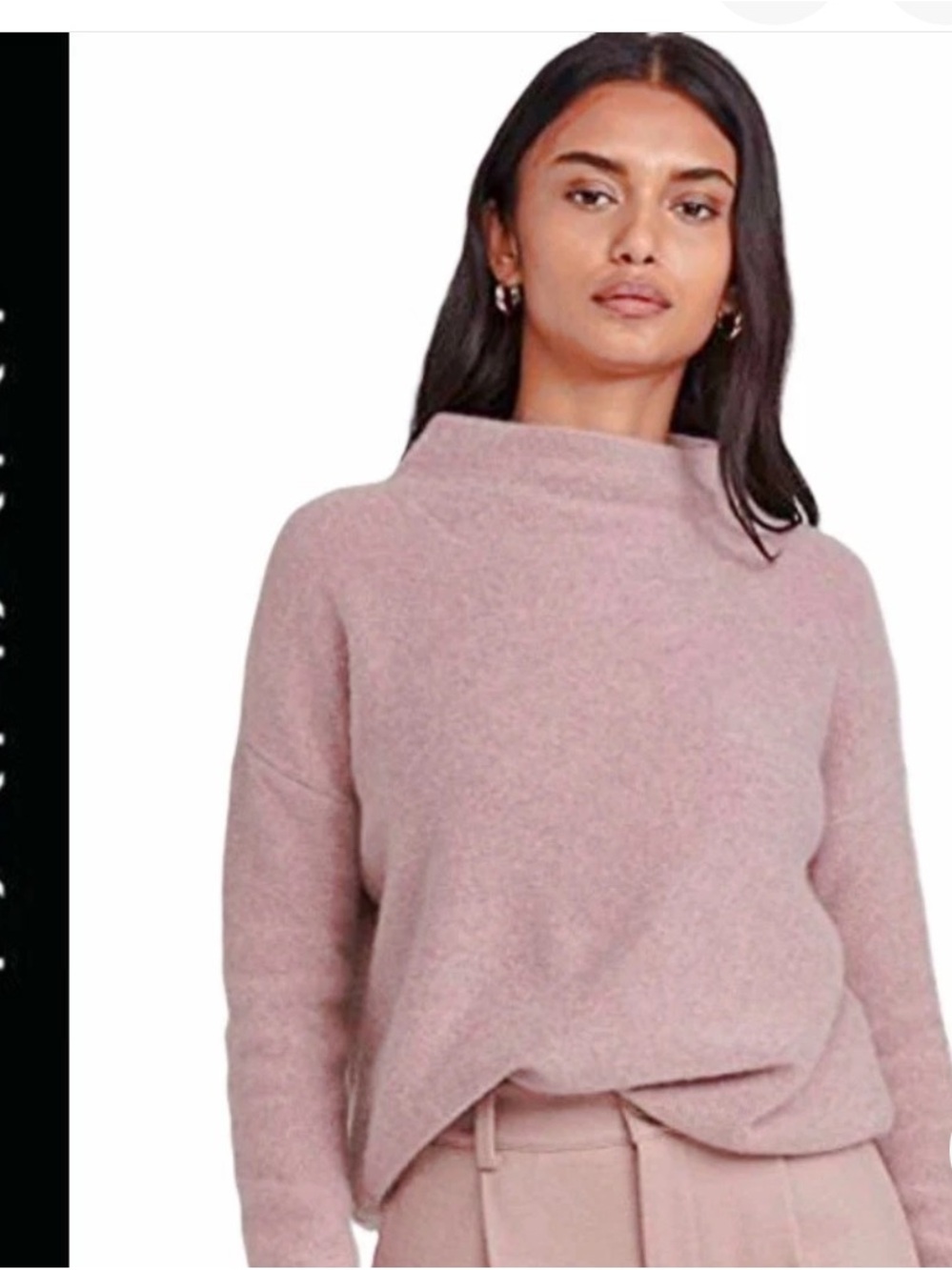 Tahari Dusty Pink Cowl Neck Sweater 100% cashmere